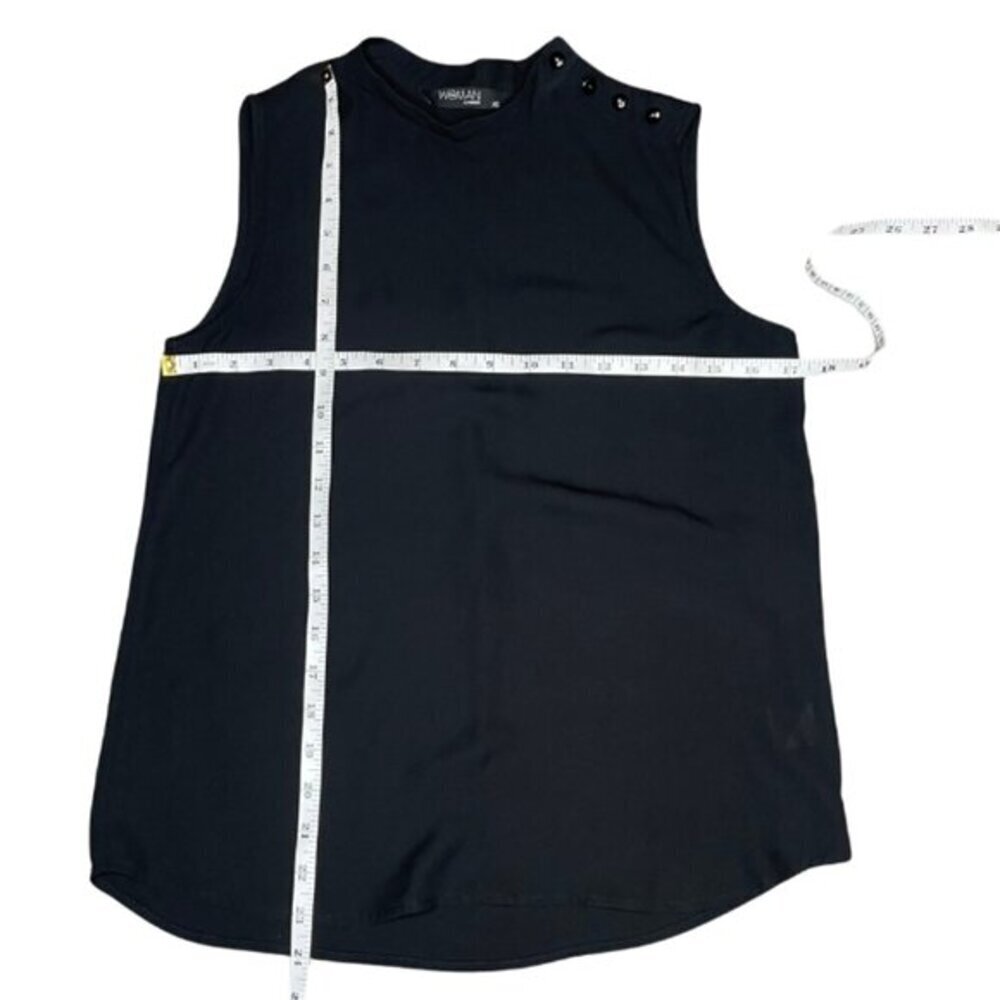 SM Woman Career Corporate Goth Mock Neck Sleeveless Button Shoulder Shell XS - Picture 5 of 7